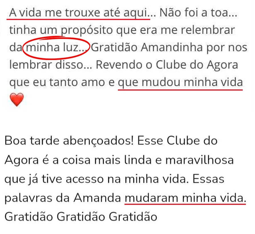 Depoimento de aluna do Clube do Agora