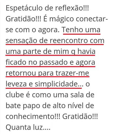 Depoimento de aluna do Clube do Agora